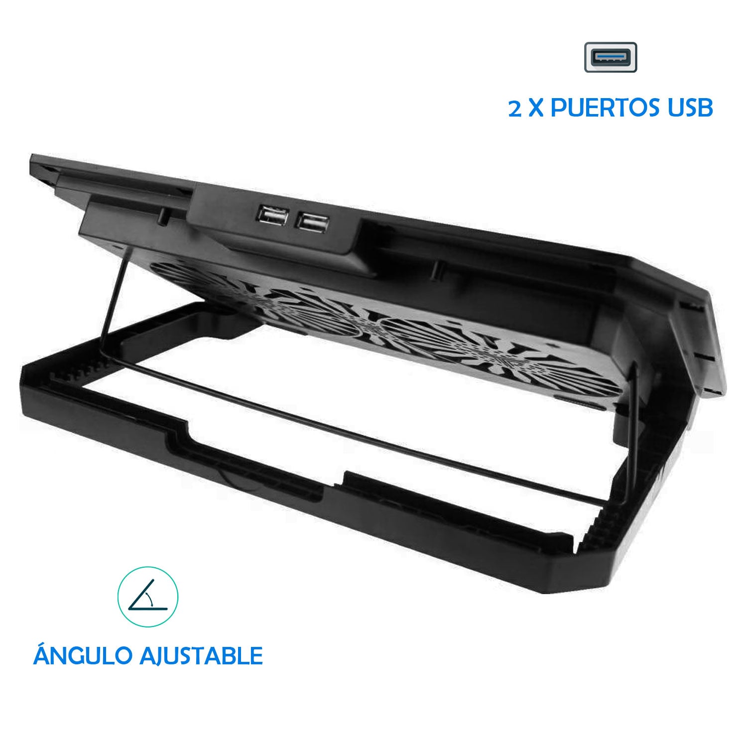 BASE COOLER PARA LAPTOP NEGRO 2 VENTILADORES USB LED XTRIKE ME FN-818 - 5