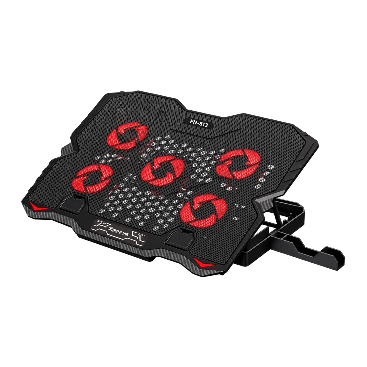 COOLER PARA LAPTOP XTRIKE ME FN-813 USB LED ROJO 5 VENTILADORES - 1