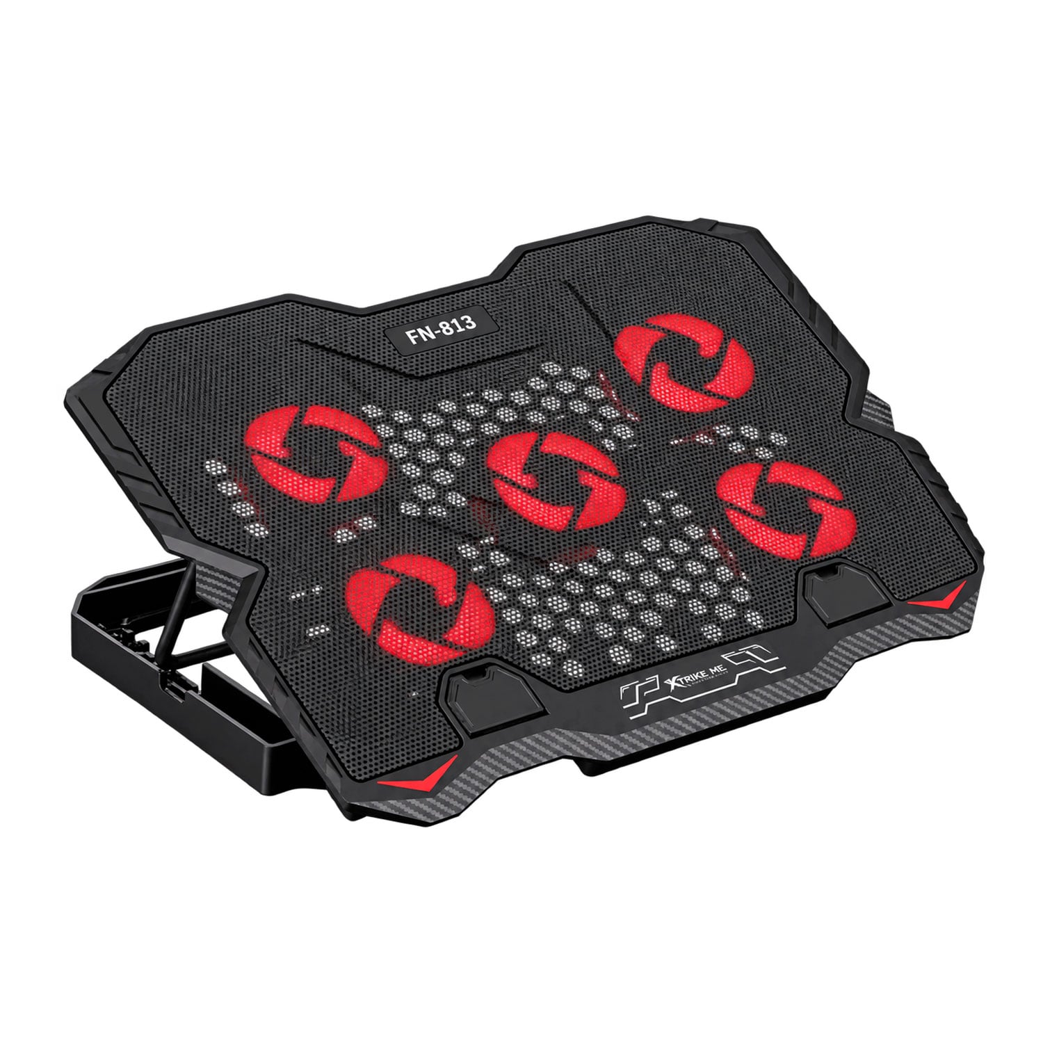 COOLER PARA LAPTOP XTRIKE ME FN-813 USB LED ROJO 5 VENTILADORES - 2