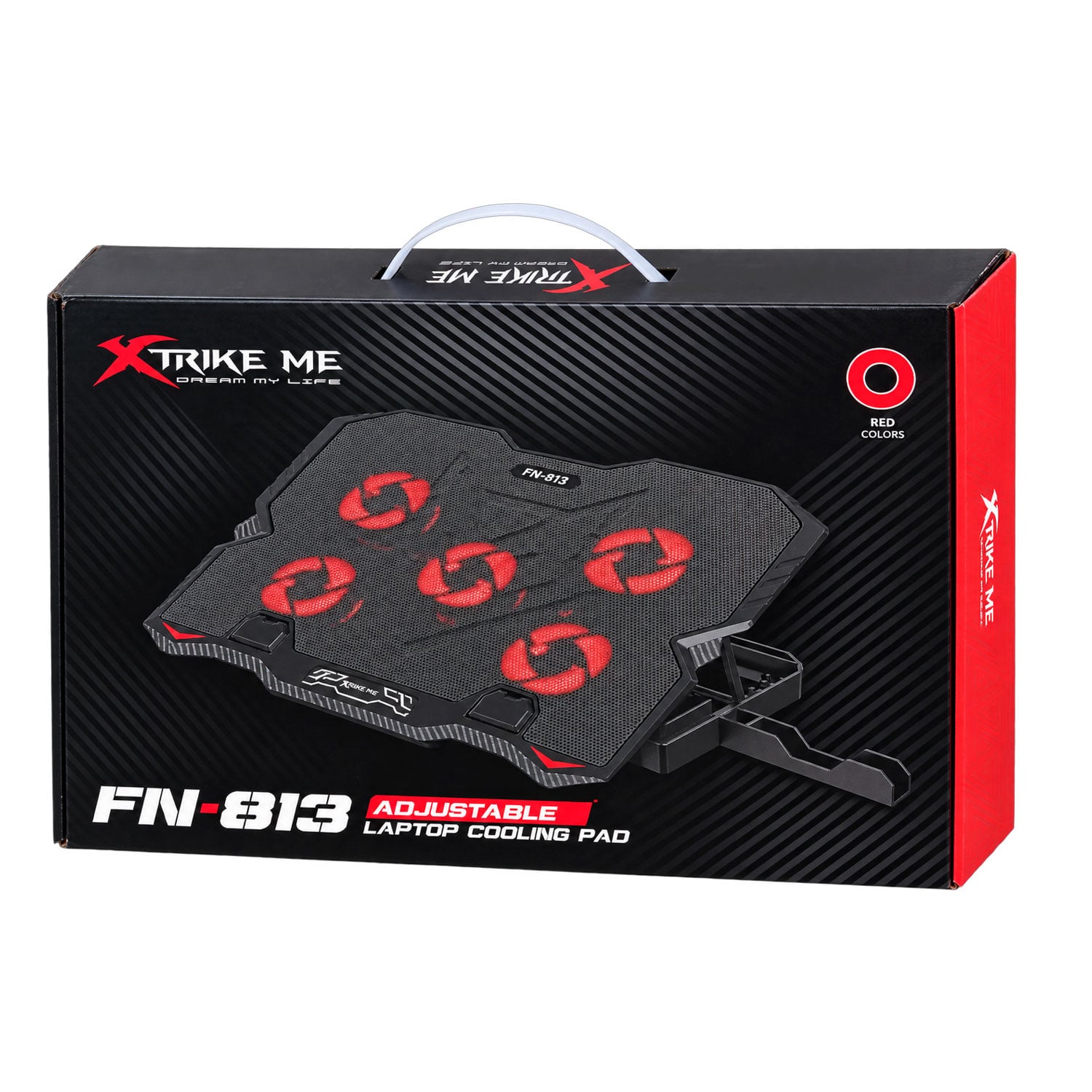 COOLER PARA LAPTOP XTRIKE ME FN-813 USB LED ROJO 5 VENTILADORES - 4