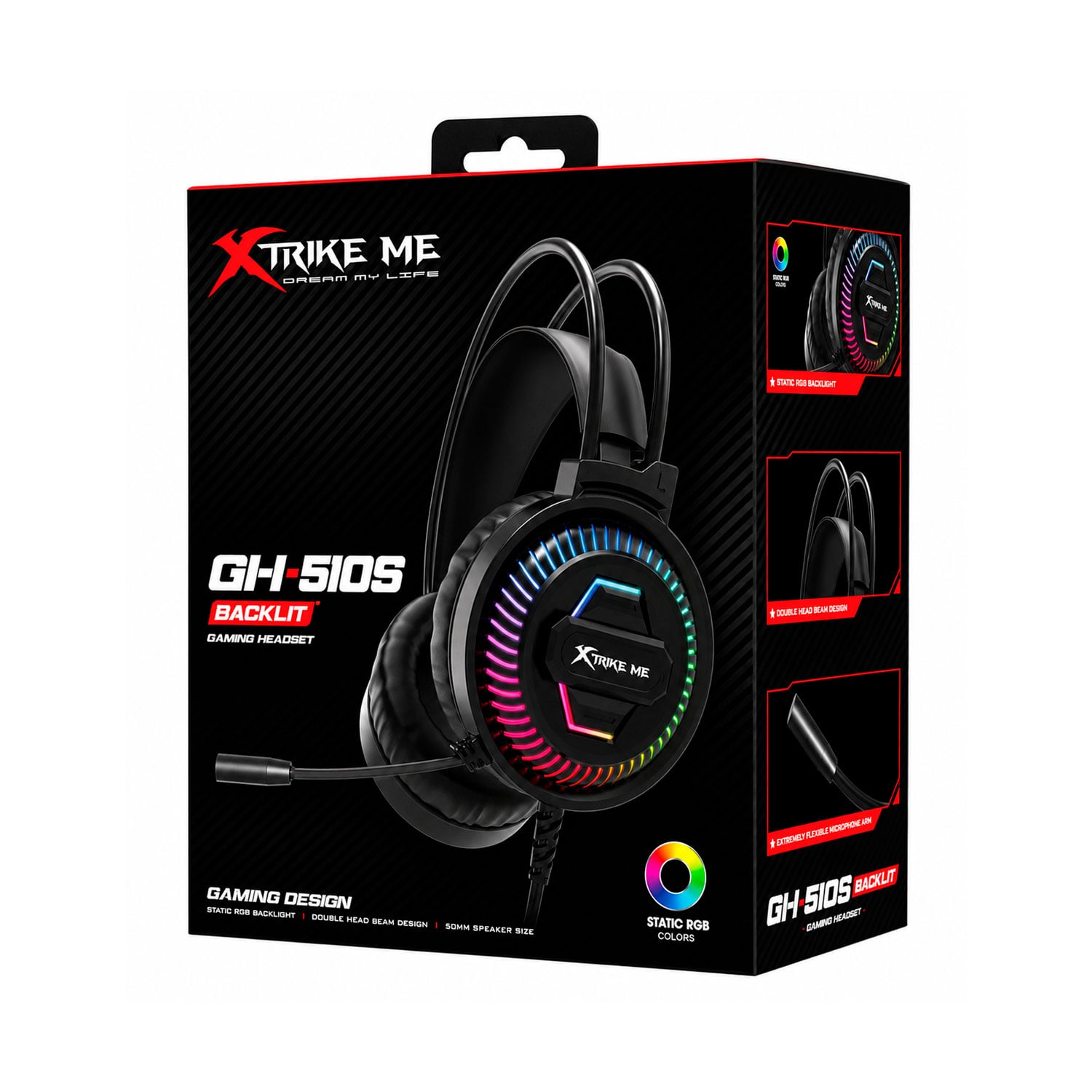 AUDÍFONOS GAMER XTRIKE ME GH-510S RGB ESTÉREO 3.5 MM NEGRO - 6