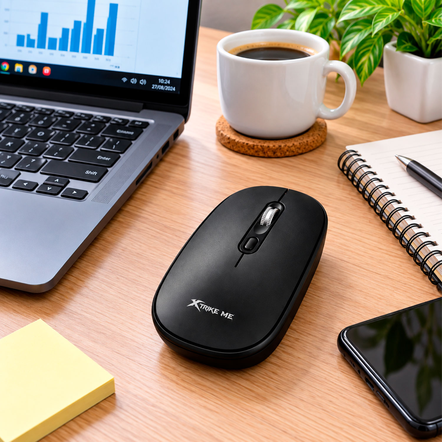 MOUSE INALÁMBRICO RECARGABLE XTRIKE ME GW-119BK BLUETOOTH 2.4G NEGRO - 3
