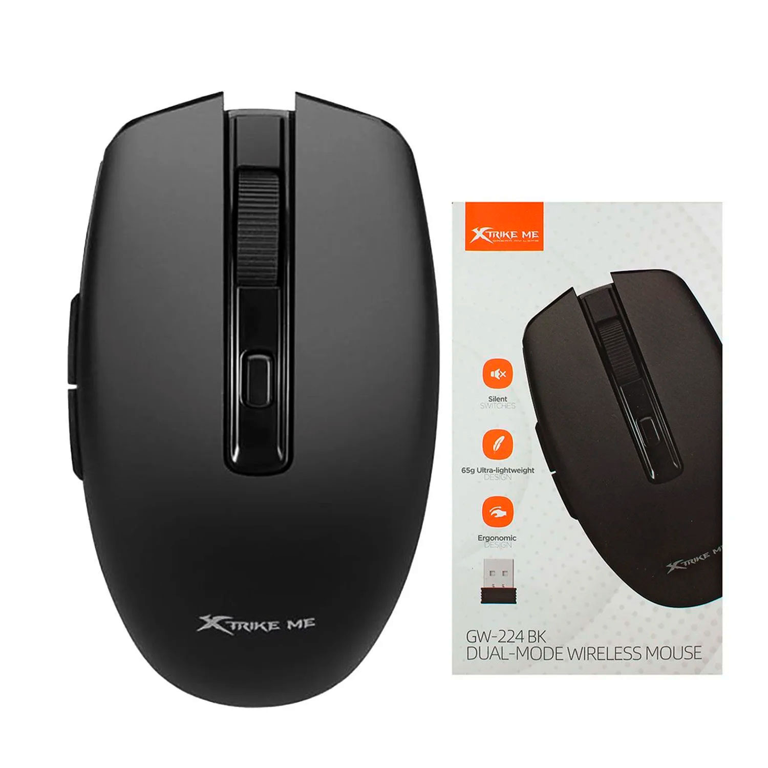 MOUSE INALÁMBRICO DUAL XTRIKE ME GW-224 BK BLUETOOTH 2.4G NEGRO - 1