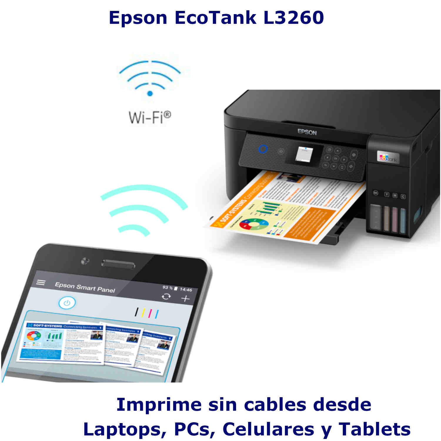IMPRESORA MULTIFUNCIONAL EPSON ECOTANK L3250 WIFI + 4 TINTAS T544 BKCMY - 4