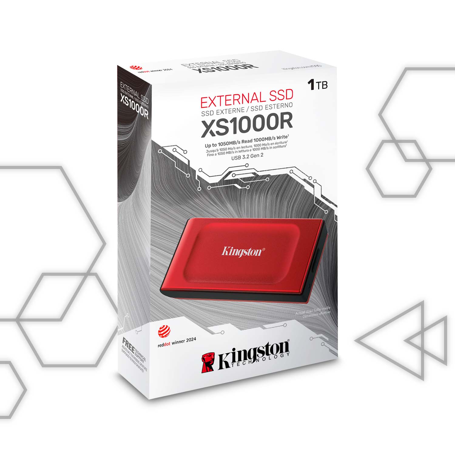 SSD EXTERNO KINGSTON XS1000R 1TB ROJO - 1