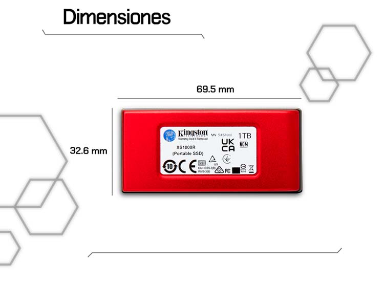 SSD EXTERNO KINGSTON XS1000R 2TB ROJO - 5
