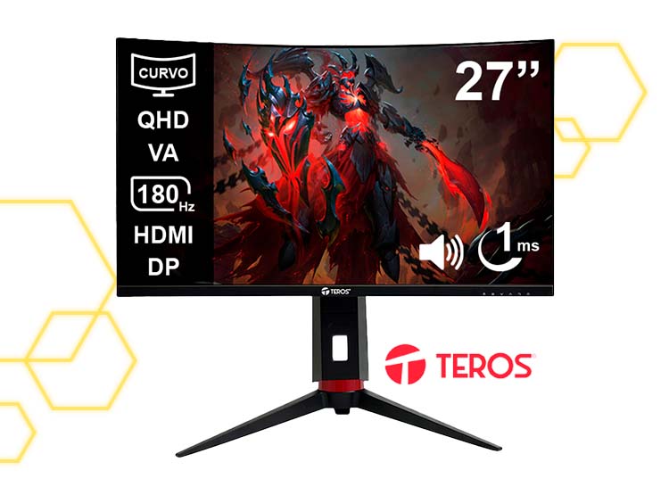MONITOR CURVO GAMING TEROS TE-2767G 27” QHD 180HZ 1MS - 1