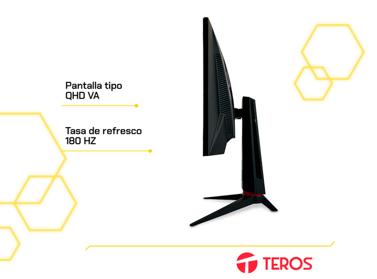 MONITOR CURVO GAMING TEROS TE-2767G 27” QHD 180HZ 1MS - 5