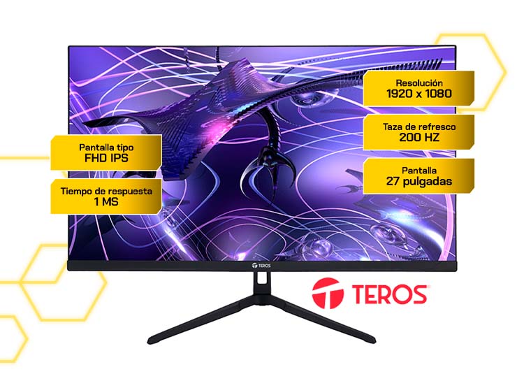 MONITOR TEROS TE-2786G 27” FHD IPS PLANO 200HZ 1MS HDMI DP AUDIO OUT - 1