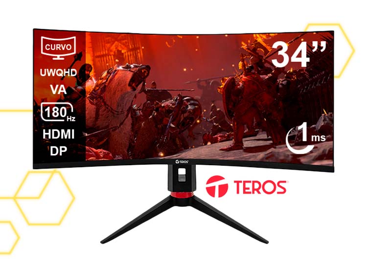 MONITOR CURVO GAMER TEROS TE-3412G 34″ UWQHD 180HZ 1MS ULTRAWIDE - 1