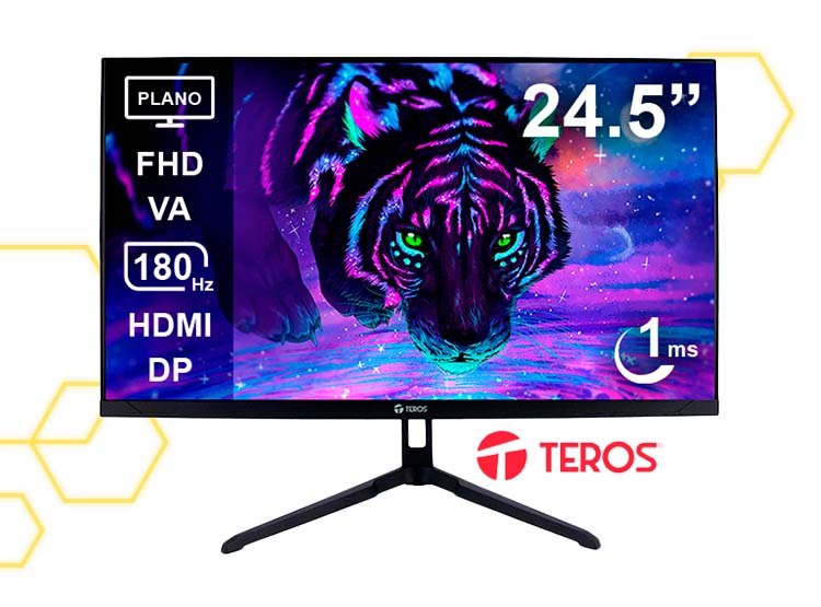 MONITOR GAMING TEROS PLANO TE-2475G 24.5” FHD 180HZ 1MS VA - 1