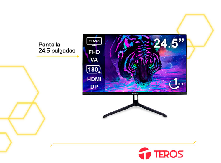 MONITOR GAMING TEROS PLANO TE-2475G 24.5” FHD 180HZ 1MS VA - 3