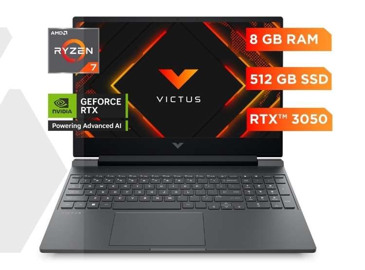 LAPTOP HP VICTUS GAMING 15 RYZEN 7 RTX 3050 15.6 FHD 144HZ 512GB SSD - 1