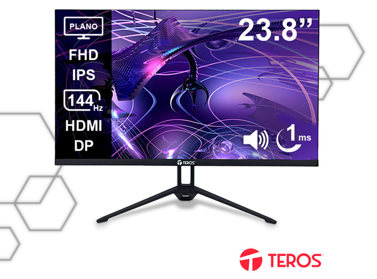 MONITOR PLANO GAMING TEROS TE-2417S 23.8” FHD IPS 144HZ 1MS HDMI DP - 1