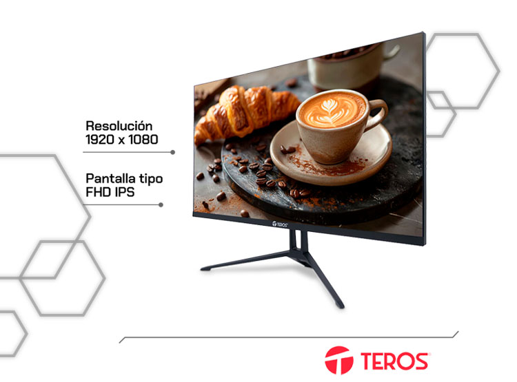 MONITOR PLANO GAMING TEROS TE-2417S 23.8” FHD IPS 144HZ 1MS HDMI DP - 2