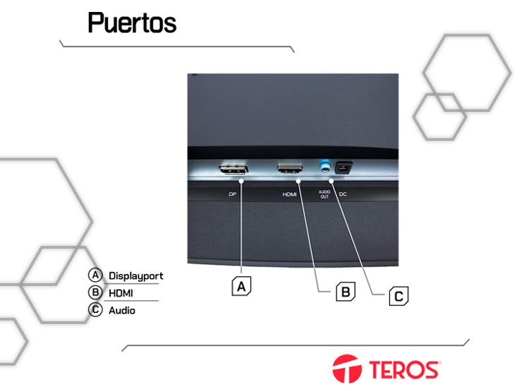 MONITOR PLANO GAMING TEROS TE-2417S 23.8” FHD IPS 144HZ 1MS HDMI DP - 7