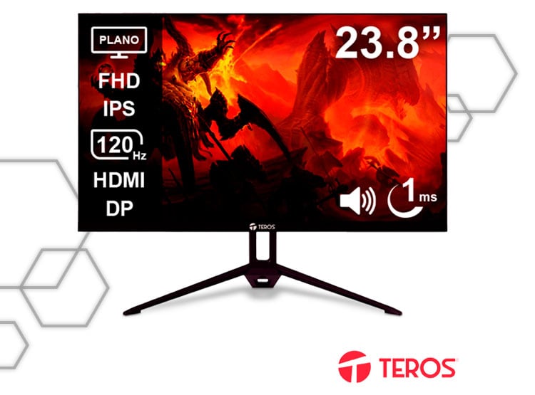 MONITOR TEROS TE-2415S PLANO 23.8” FHD 120HZ HDMI DP - 1