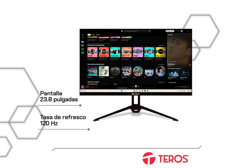 MONITOR TEROS TE-2415S PLANO 23.8” FHD 120HZ HDMI DP - 2