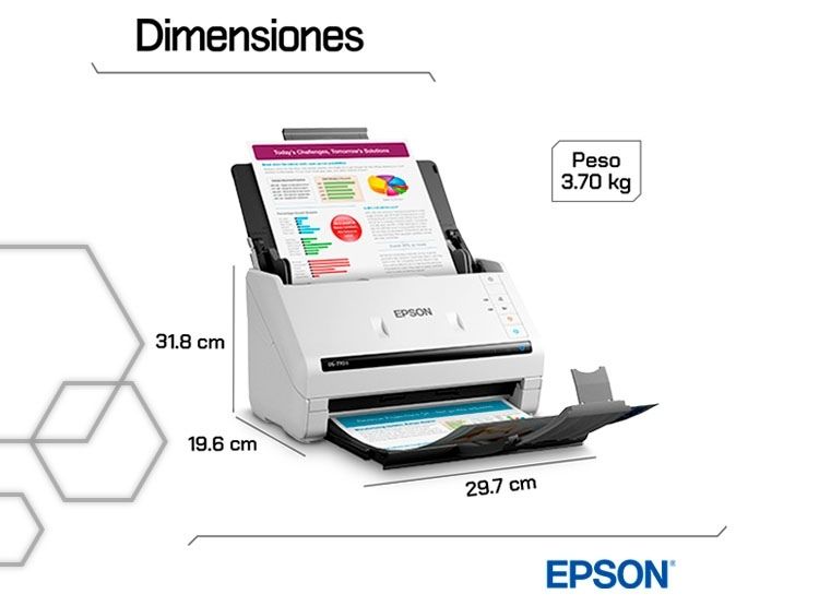 ESCÁNER DE DOCUMENTOS EPSON DS-770 II DÚPLEX 45 PPM 90 IPM ADF 100 HOJAS USB 3.0 - 6