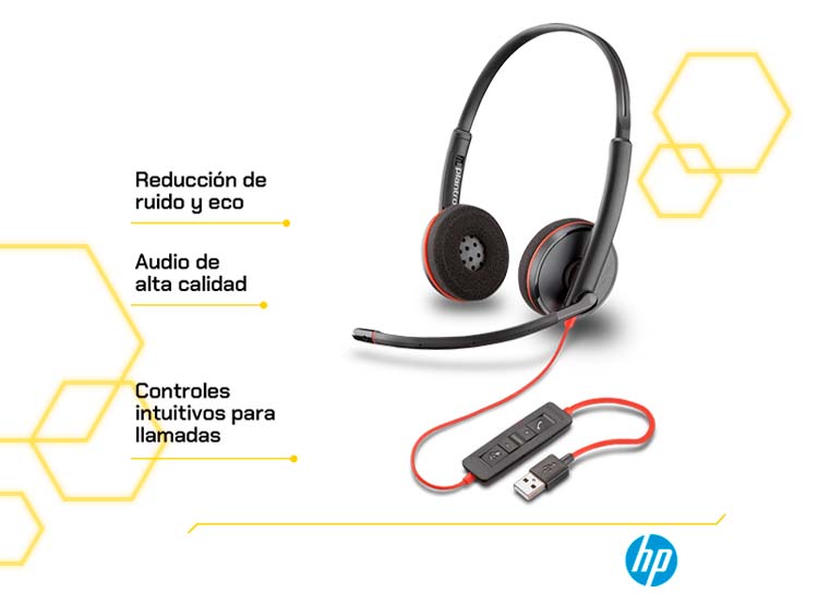 AUDÍFONOS HP POLY BLACKWIRE 3220 USB-C/A STEREO NEGRO - 2