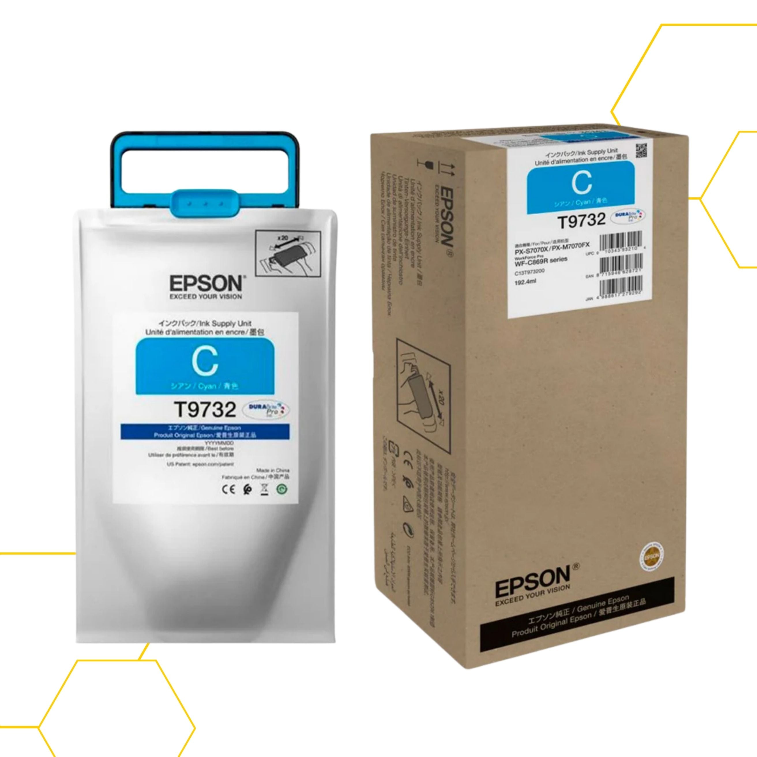 BOLSA DE TINTA CIAN EPSON T973220 ALTA CAPACIDAD PARA WORKFORCE PRO WF-C869R - 1