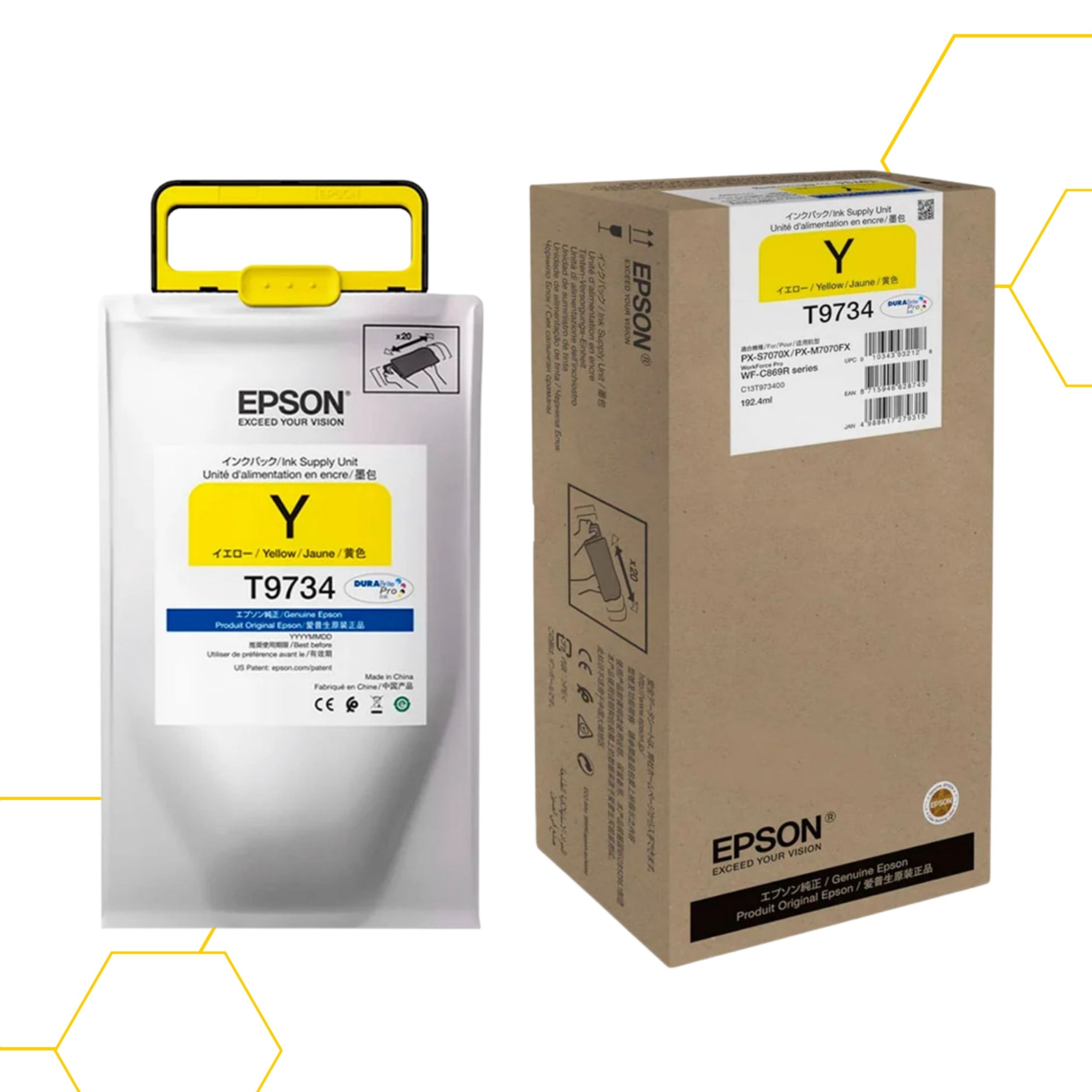 BOLSA DE TINTA EPSON T973420 AMARILLO ALTA CAPACIDAD PARA WORKFORCE PRO WF-C869R - 1