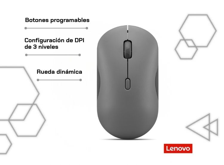MOUSE LENOVO 350 BLUETOOTH 5.3 SILENCIOSO LUNA GREY 2400 DPI SIN BATERÍA - 2