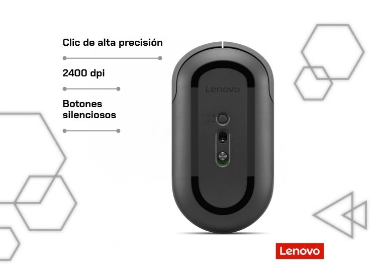 MOUSE LENOVO 350 BLUETOOTH 5.3 SILENCIOSO LUNA GREY 2400 DPI SIN BATERÍA - 4