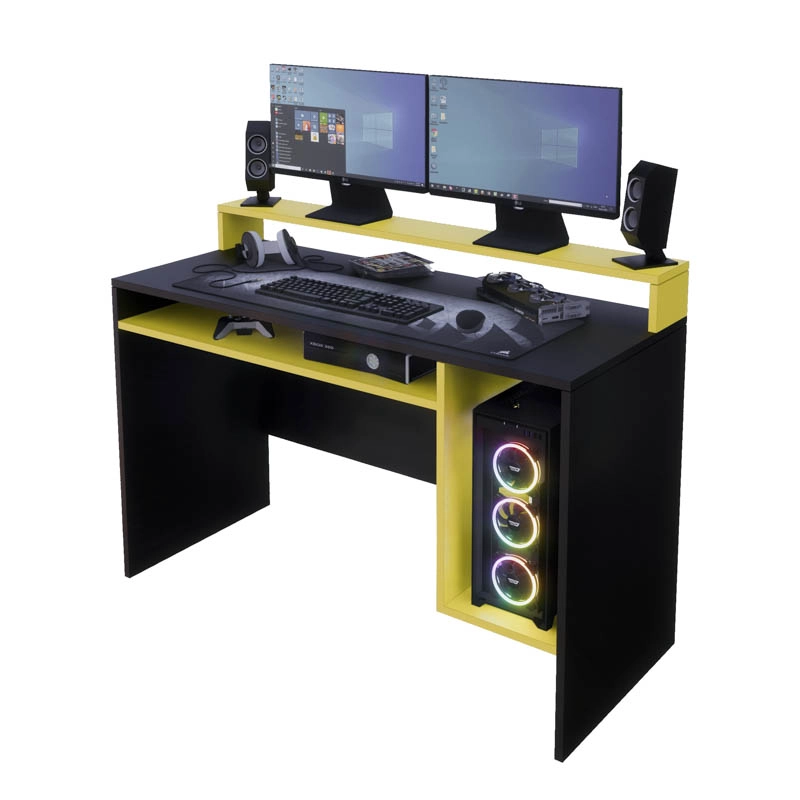 ESCRITORIO GAMER NRO07 120CM NEGRO/ AMARILLO MOVENDA MUEBLES - 3