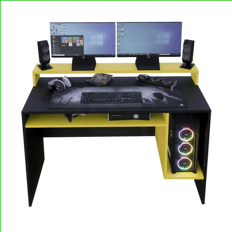 ESCRITORIO GAMER NRO07 120CM NEGRO/ AMARILLO MOVENDA MUEBLES - 5