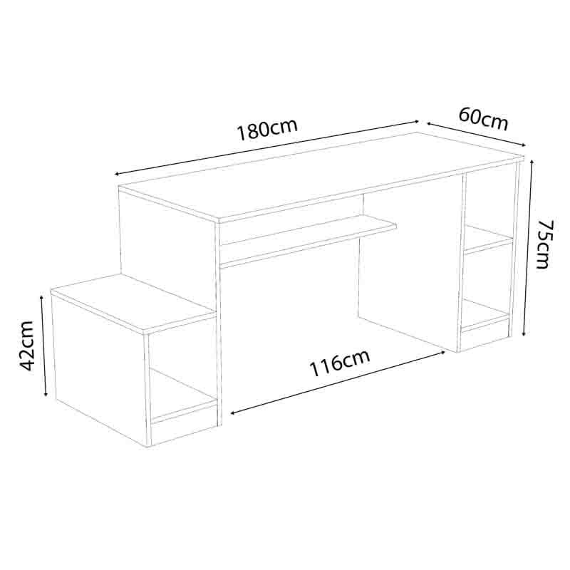 ESCRITORIO GAMER NRO05 180CM NEGRO/ BLANCO MOVENDA MUEBLES - 2