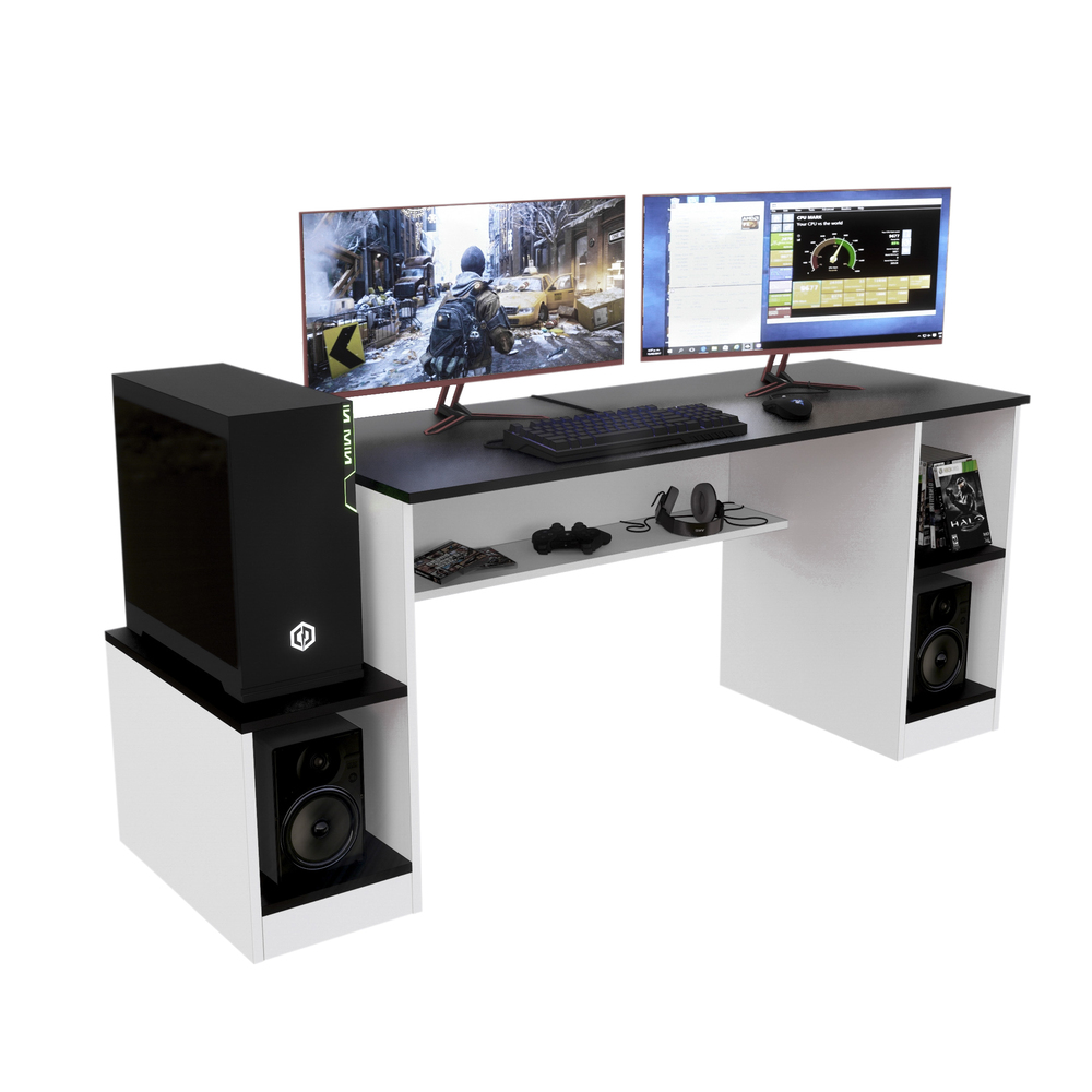 ESCRITORIO GAMER NRO05 180CM NEGRO/ BLANCO MOVENDA MUEBLES - 3