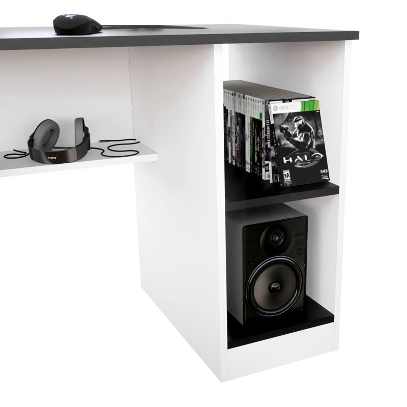 ESCRITORIO GAMER NRO05 180CM NEGRO/ BLANCO MOVENDA MUEBLES - 4