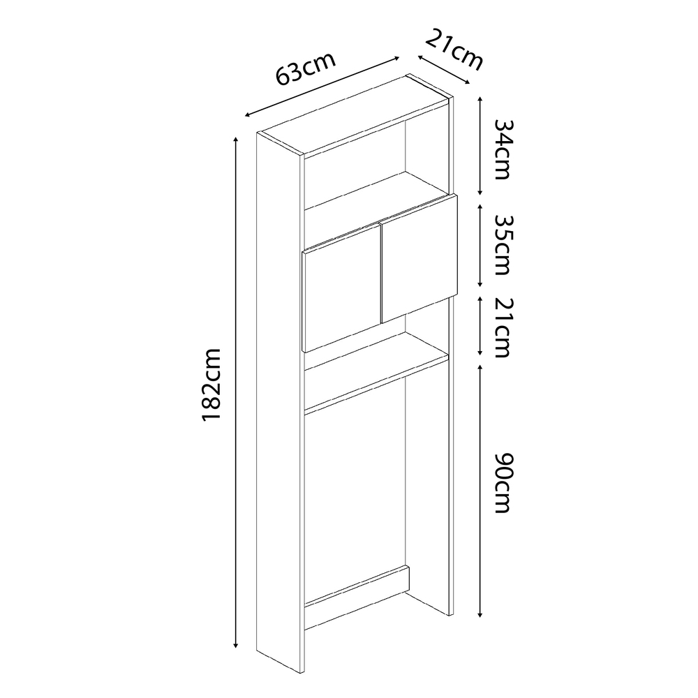 ORGANIZADOR DE BAÑO VALENCIA 182X63CM 2 PUERTAS MOVENDA BLANCO - 6