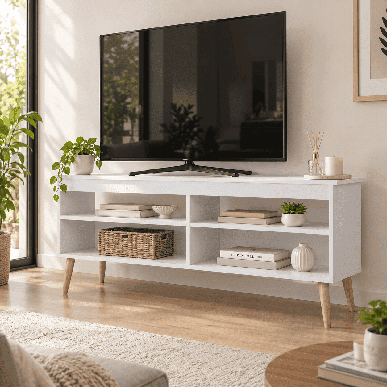 MESA DE TV NOVO HAMBURGO 65' MOVENDA BLANCO - 1