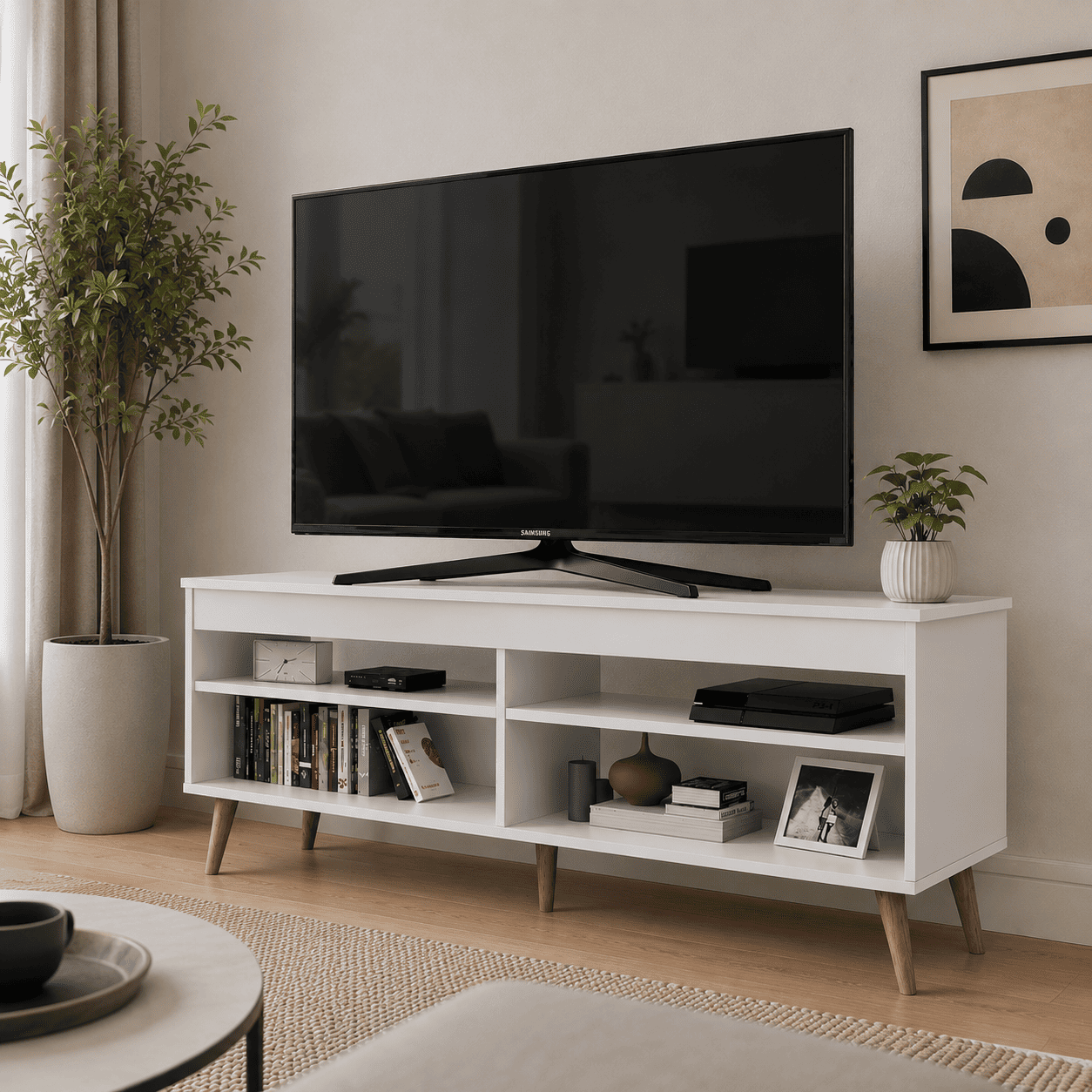 MESA DE TV NOVO HAMBURGO 65' MOVENDA BLANCO - 4