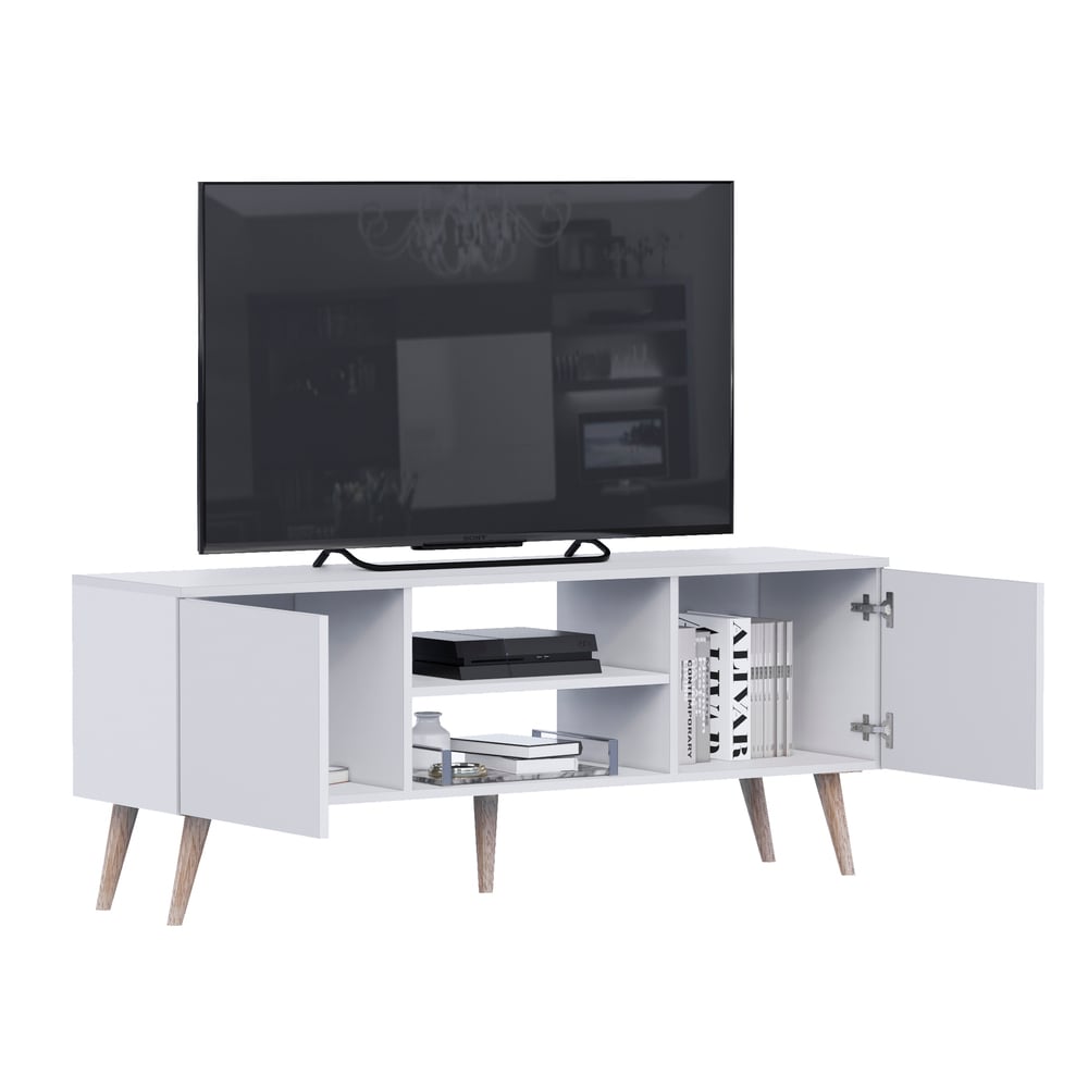 MESA DE TV ROCA SALES 65' 2 PUERTAS MOVENDA BLANCO - 7