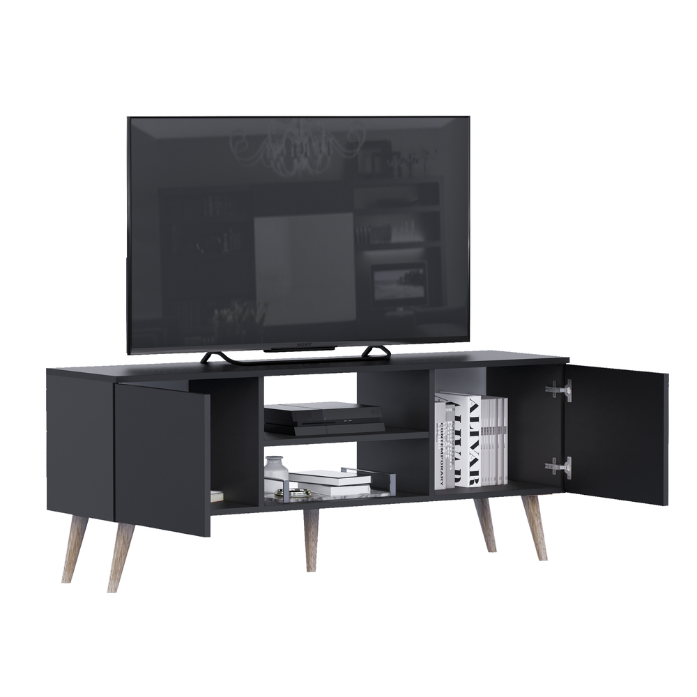 MESA DE TV MOVENDA MUEBLES ROCA SALES 65' 2 PUERTAS MOVENDA NEGRO - 7