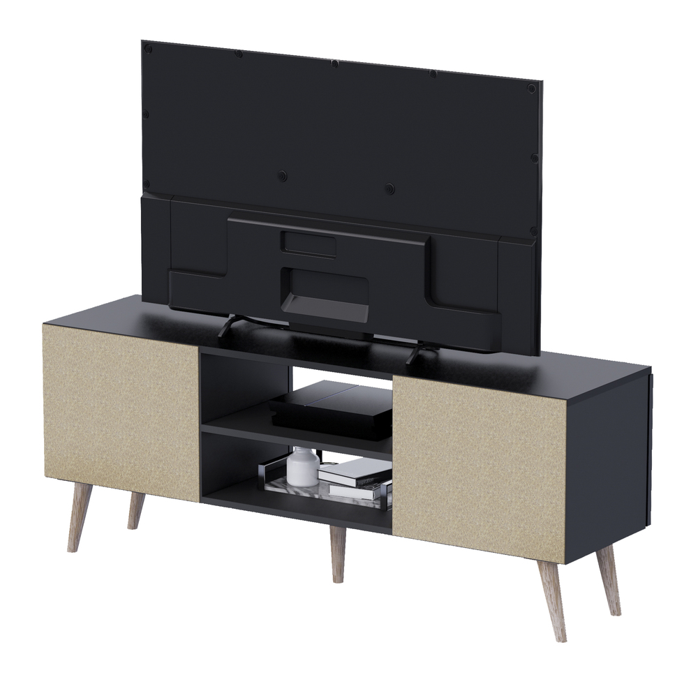 MESA DE TV MOVENDA MUEBLES ROCA SALES 65' 2 PUERTAS MOVENDA NEGRO - 8