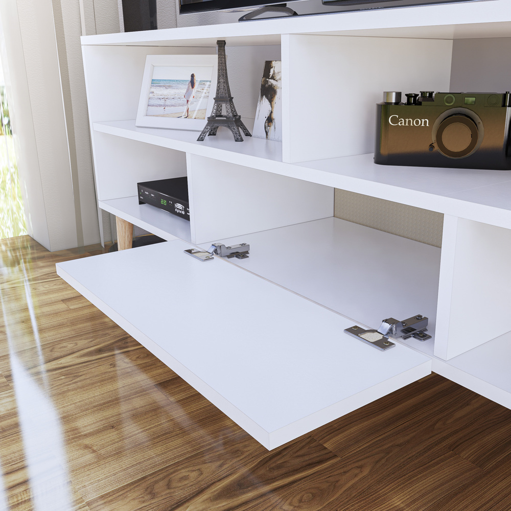 MESA DE TV MOVENDA MUEBLES SAO LEOPOLDO 65' 1 PUERTA MOVENDA BLANCO - 7