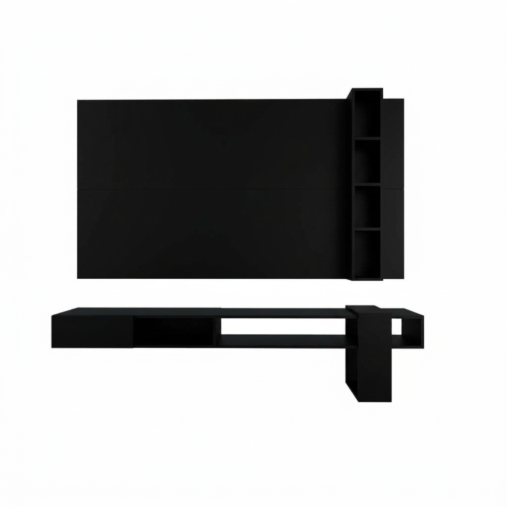 CENTRO DE ENTRETENIMIENTO MOVENDA MUEBLES GRAVATAI 65' MESA DE TV Y PANEL MOVENDA NEGRO - 7