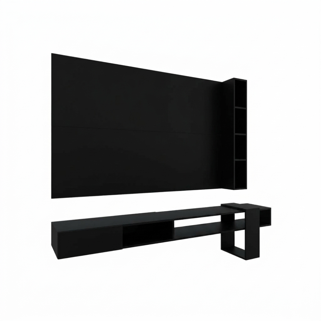 CENTRO DE ENTRETENIMIENTO MOVENDA MUEBLES GRAVATAI 65' MESA DE TV Y PANEL MOVENDA NEGRO - 8