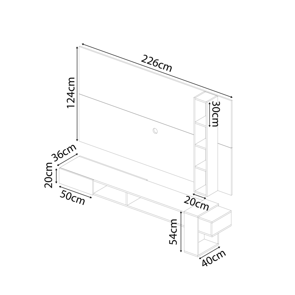 CENTRO DE ENTRETENIMIENTO MOVENDA MUEBLES GRAVATAI 65' MESA DE TV Y PANEL MOVENDA DUNA - 10