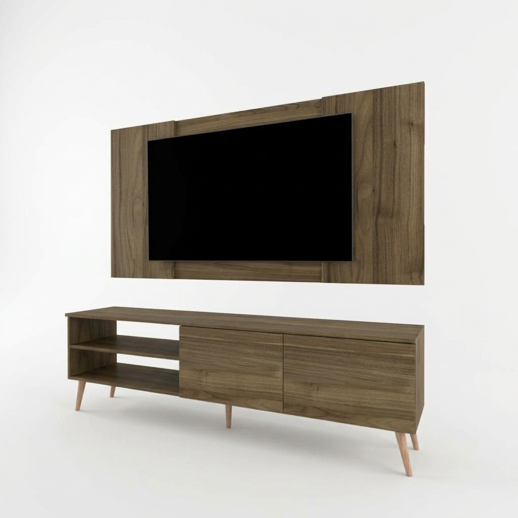CENTRO DE ENTRETENIMIENTO 65? CAXIAS MESA DE TV Y PANEL MOVENDA GALES CON PATAS DE MADERA - 7