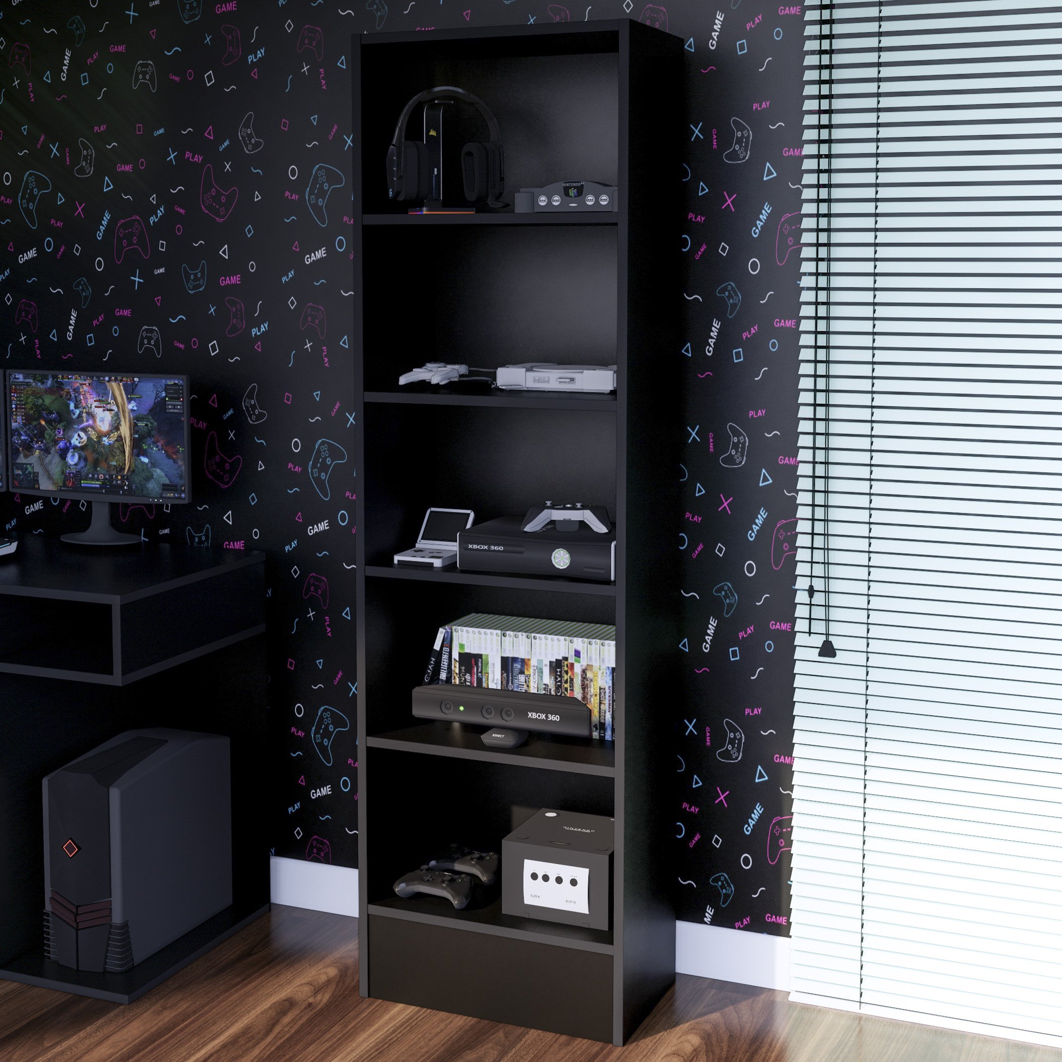 ESTANTE GAMER NR 01 177X52CM NEGRO - 2