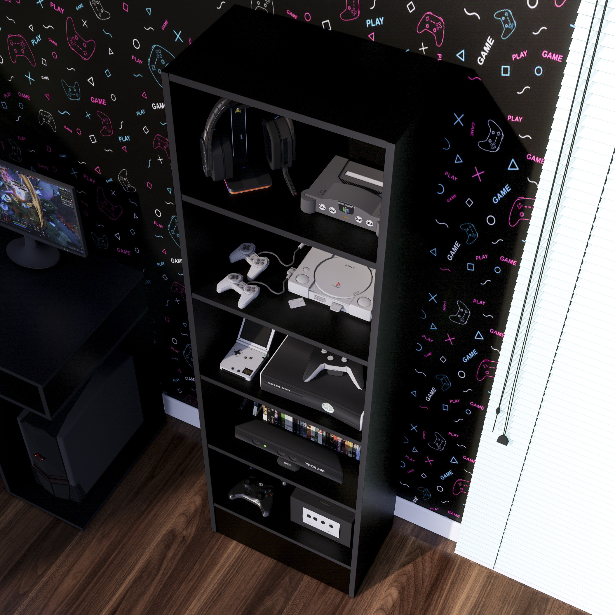 ESTANTE GAMER NR 01 177X52CM NEGRO - 3