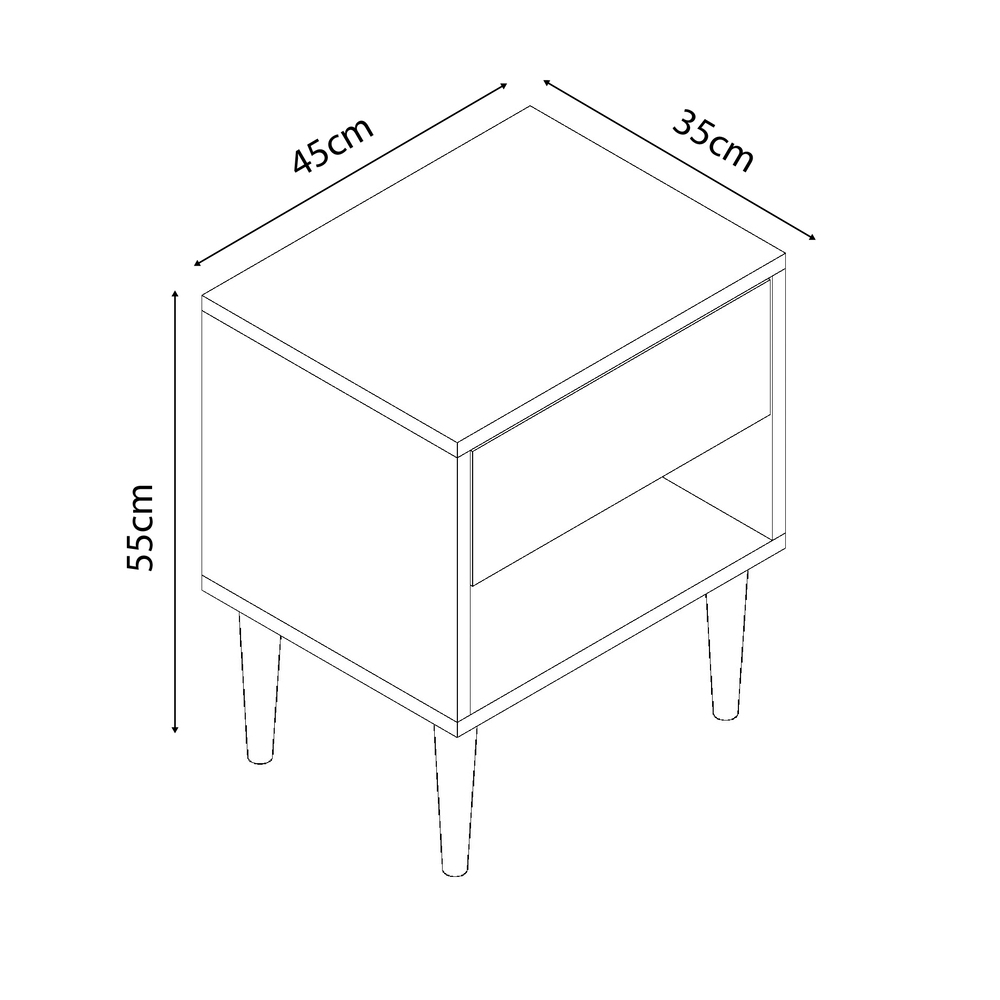 MESA DE NOCHE ALTEA CON 1 CAJON Y PATAS DE MADERA MOVENDA BLANCO - 6