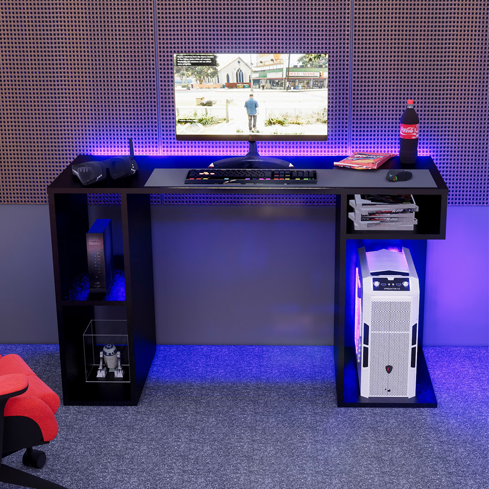 ESCRITORIO GAMER MOVENDA MUEBLES GAMER NR01 49 CM X 120 CM NEGRO NR 01 - 7