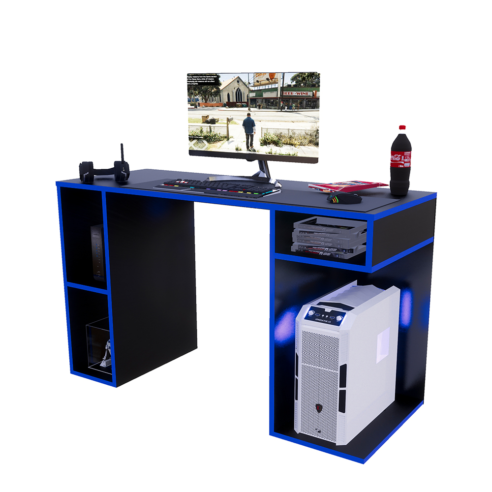 ESCRITORIO GAMER MOVENDA MUEBLES GAMER NR01 49 CM X 120 CM NEGRO/AZUL NR 01 - 7