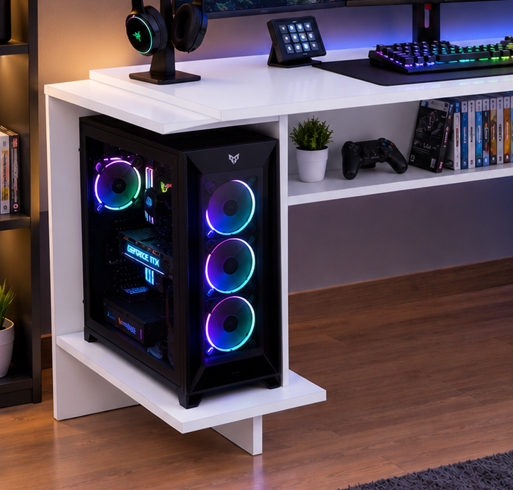 ESCRITORIO GAMER MOVENDA MUEBLES GAMER NR02 47 CM X 140 CM BLANCO NR 02 1 PUERTA FULL - 2